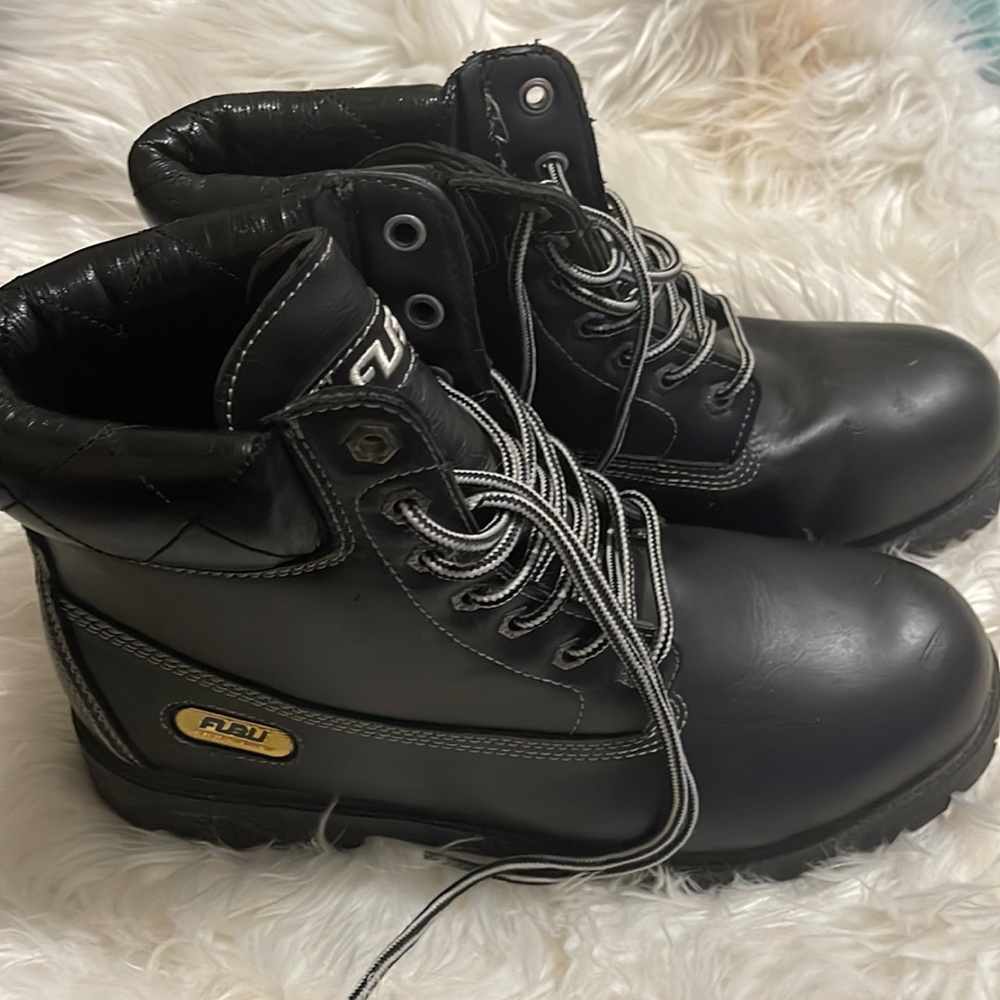 Black leather Fubu boots